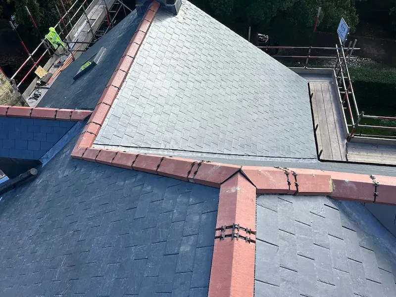 VM Roofing team installing a slate roof on a Victorian terrace in Newcastle
